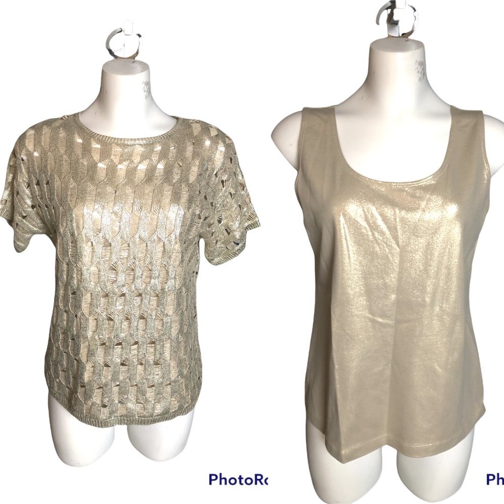 Gold sweater & Gold tank top combo